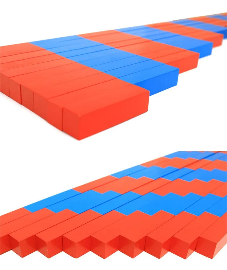 Math Number Rods – Set of Red Wooden Sticks