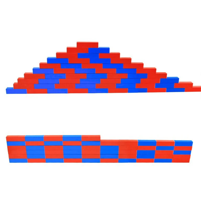 Math Number Rods – Set of Red Wooden Sticks