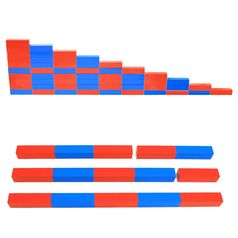 Math Number Rods – Set of Red Wooden Sticks