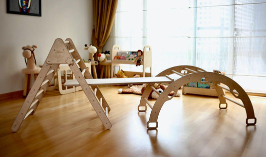 3-Piece Climbing Set: Pikler Triangle, Climbing Arch & Ramp
