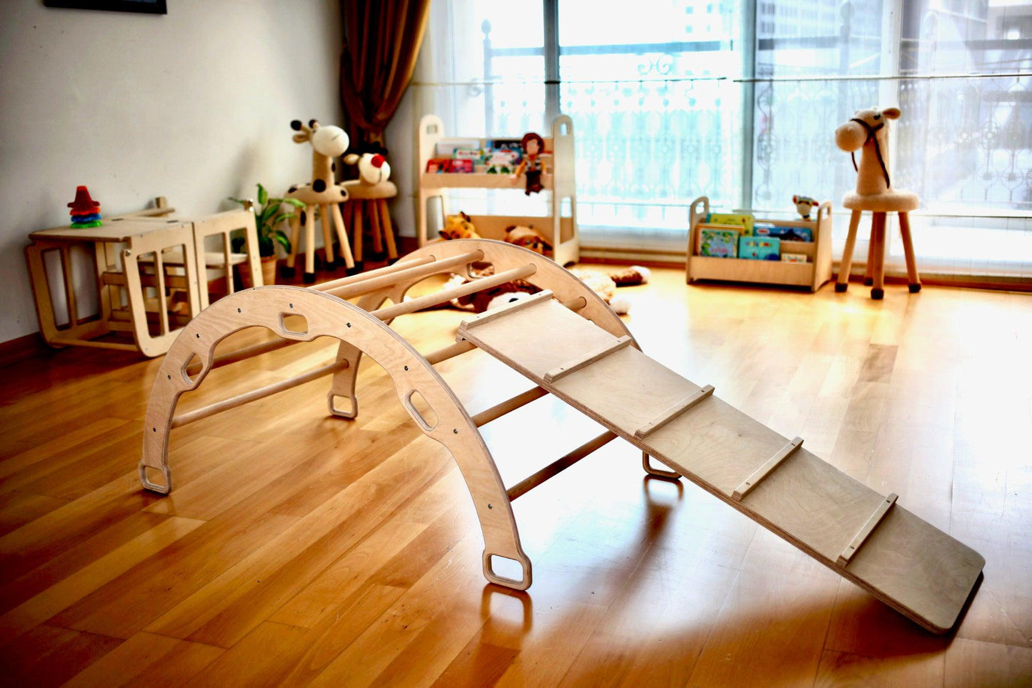 3-Piece Climbing Set: Pikler Triangle, Climbing Arch & Ramp