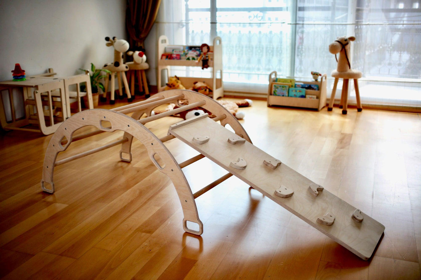 3-Piece Climbing Set: Pikler Triangle, Climbing Arch & Ramp