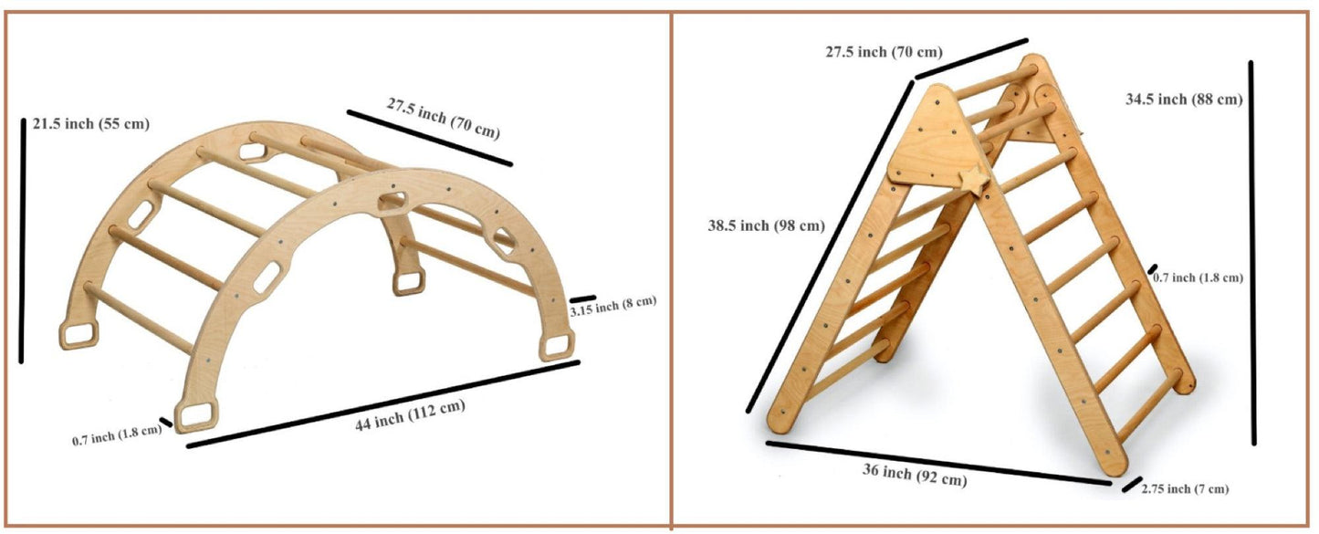 3-Piece Climbing Set: Pikler Triangle, Climbing Arch & Ramp
